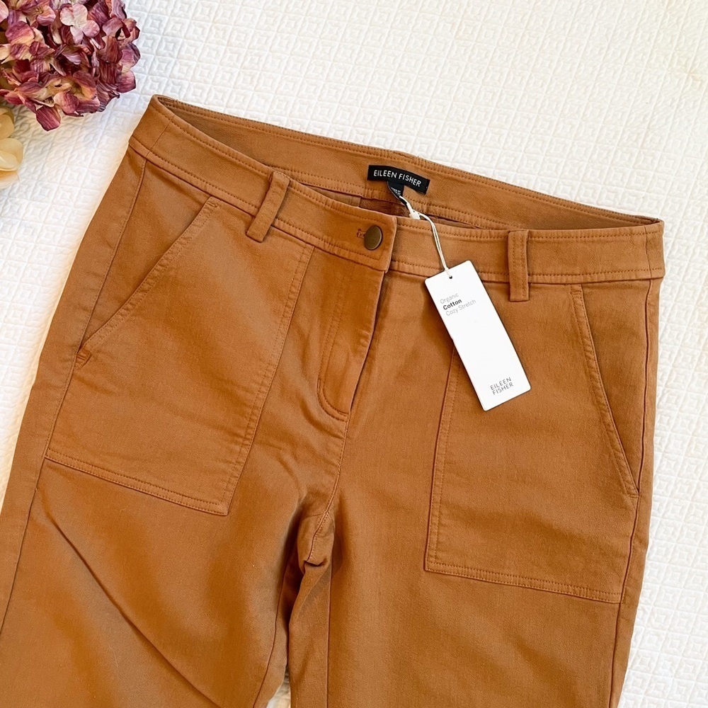 NWT Eileen Fisher Organic Cozy Stretch Slim Pants Dark Clay Size 4 - Picture 2 of 11